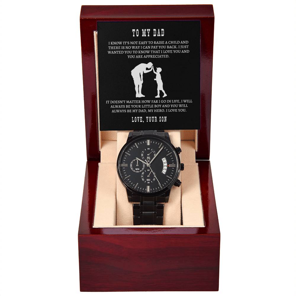 Black Chronograph Watch - Always My Hero