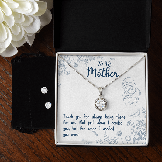 Eternal Hope Necklace and Cubic Zirconia Earring Set - A "Thank You" to Mom for Always Being There