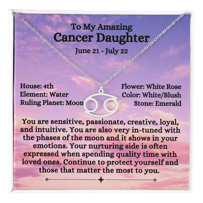 Zodiac Sign Cancer - Daughter - Light Pink Sky