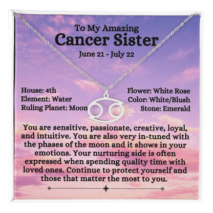 Zodiac Sign Cancer - Sister - Light Pink Sky