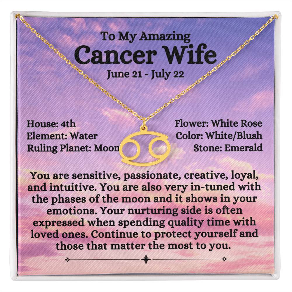 Zodiac Sign Cancer - Wife - Light Pink Sky