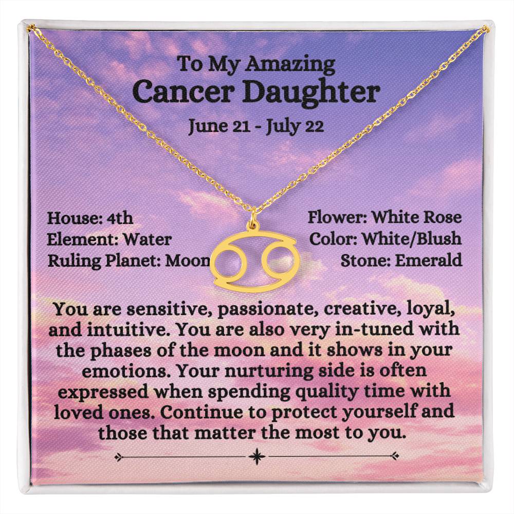 Zodiac Sign Cancer - Daughter - Light Pink Sky