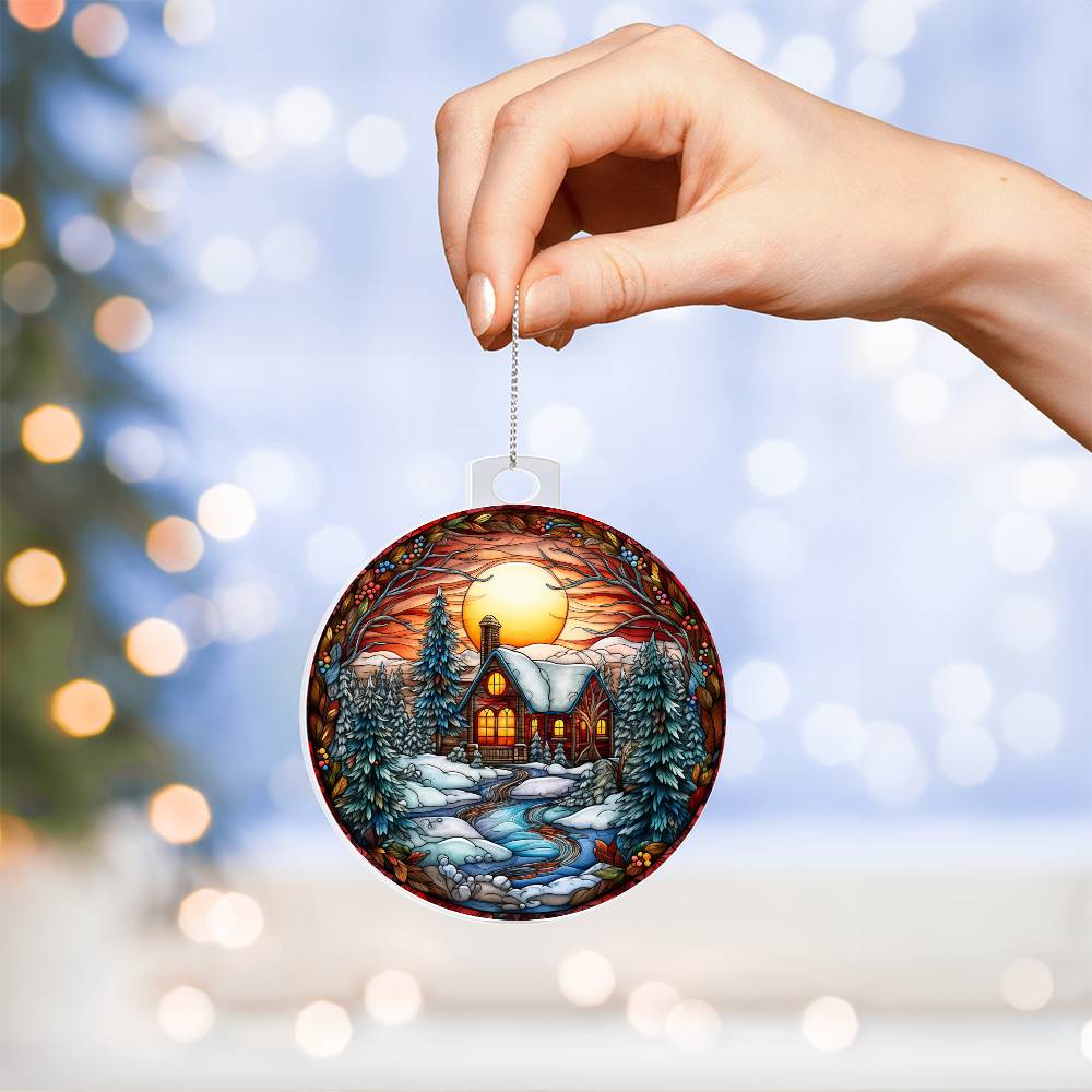 Acrylic Ornament Cozy Cottage