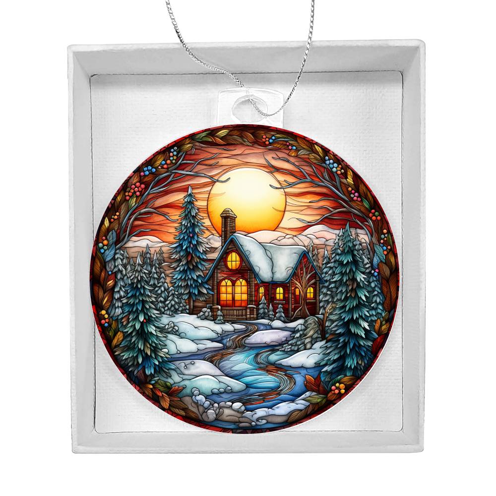 Acrylic Ornament Cozy Cottage