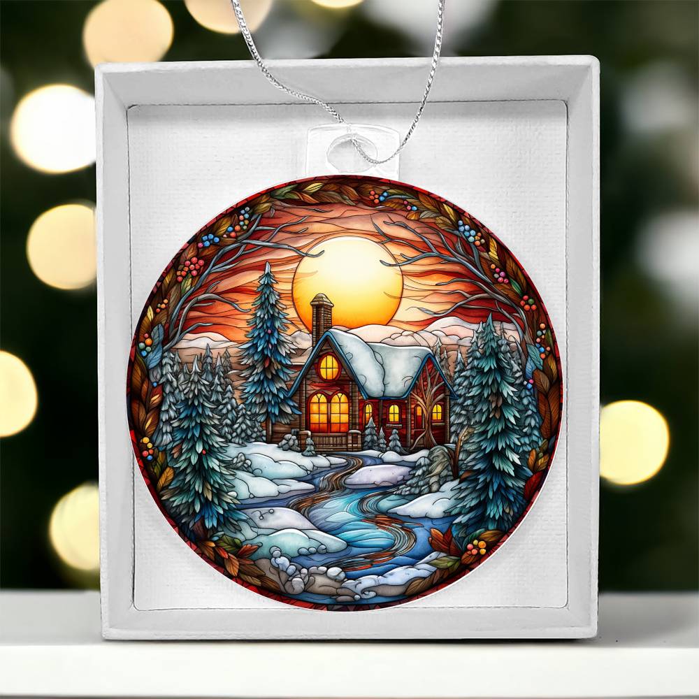 Acrylic Ornament Cozy Cottage