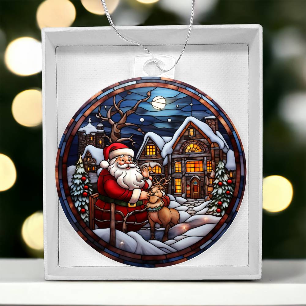 Acrylic Ornament Santa's On HIs Way