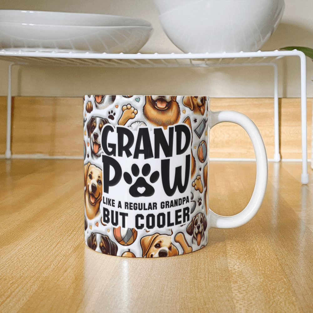 11 oz White  Ceramic Mug Grand Paw