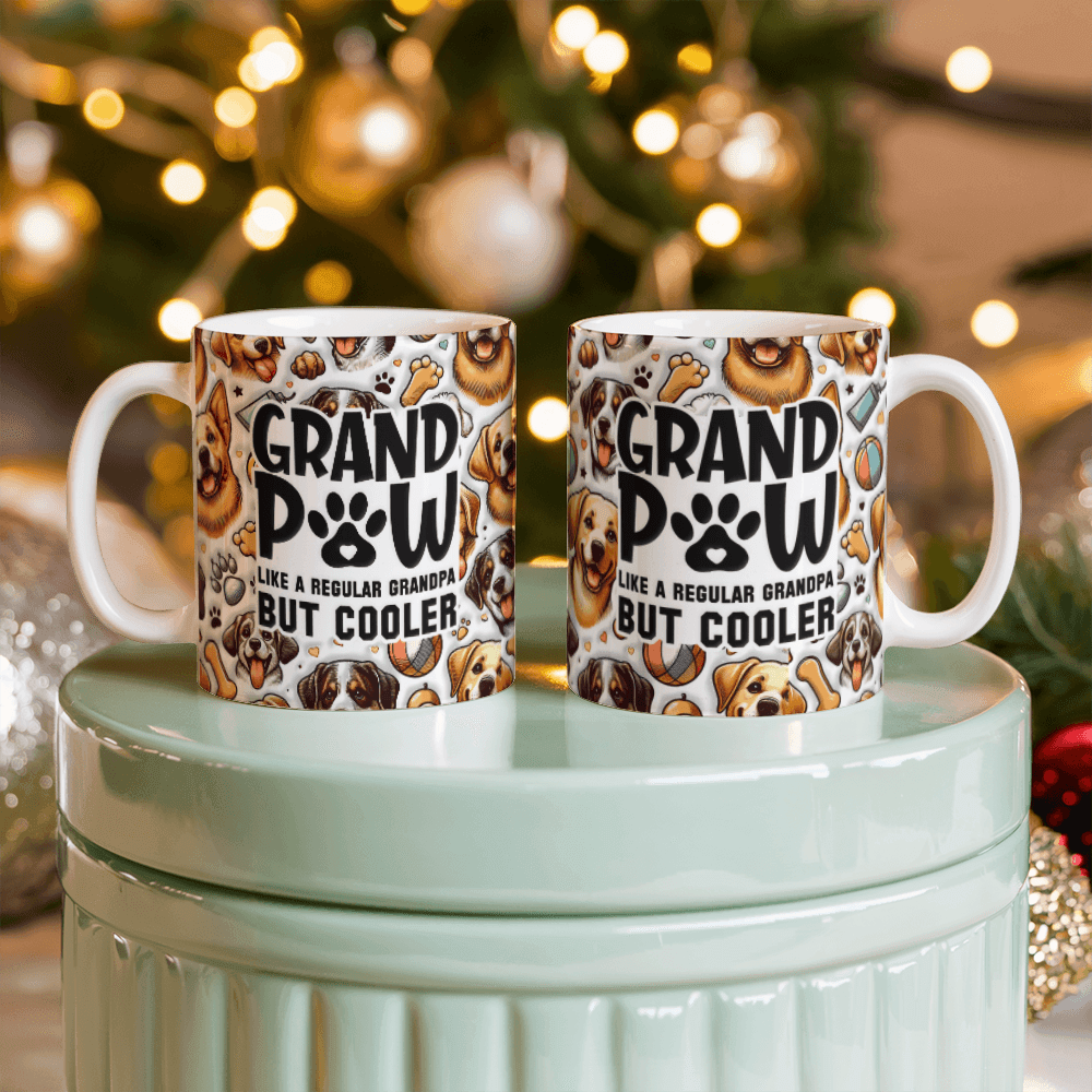 11 oz White  Ceramic Mug Grand Paw