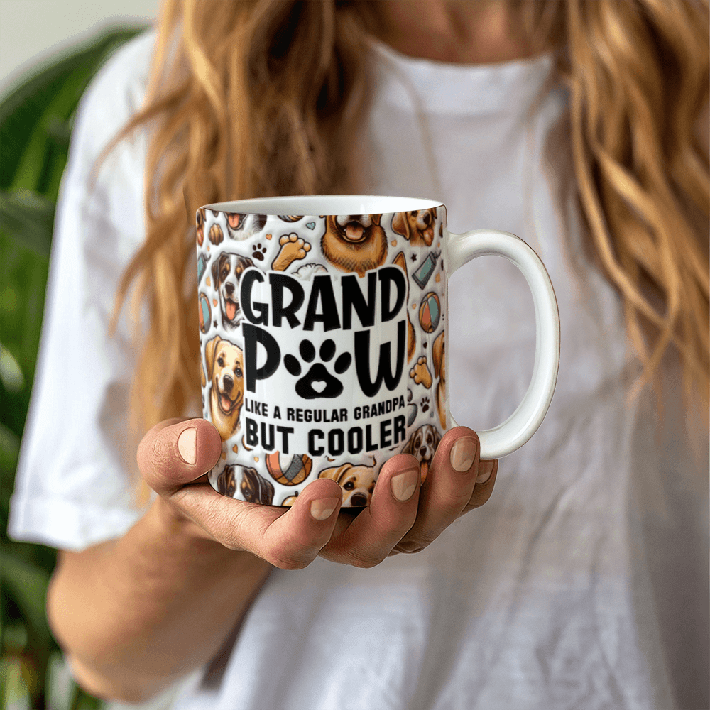 11 oz White  Ceramic Mug Grand Paw