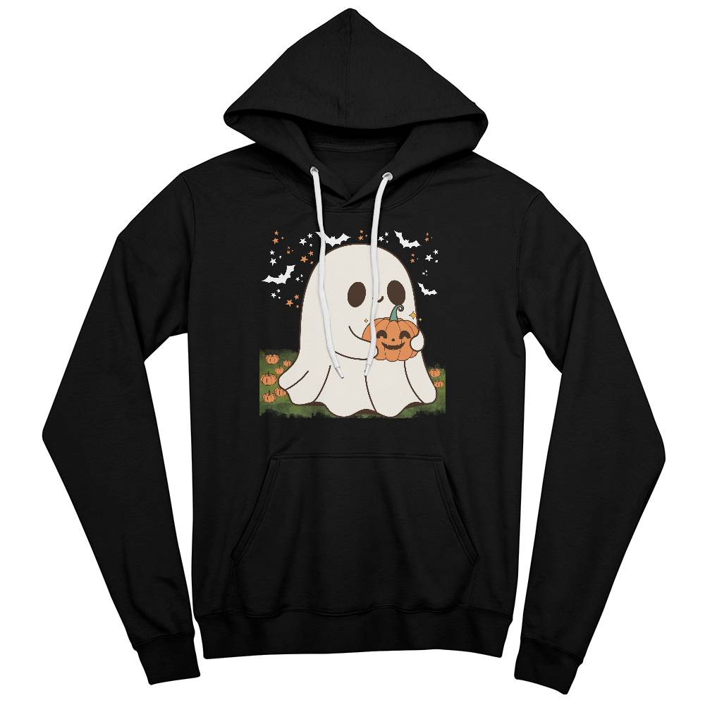 PUMPKIN PATCH GHOST BLACK HOODIE SWEATSHIRT