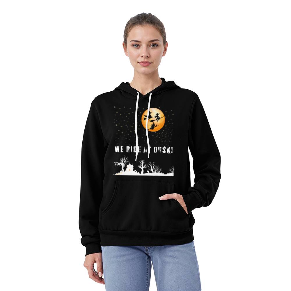 WE RIDE AT DUSK - BLACK or HEATHER HOODIE SWEATSHIRT MOON FLIGHT