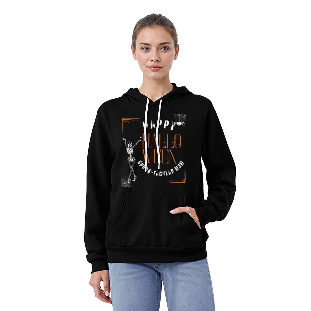 SPOOK-TACULAR MOM - BLACK or HEATHER HOODIE SWEATSHIRT WITH ORANGE ACCENT