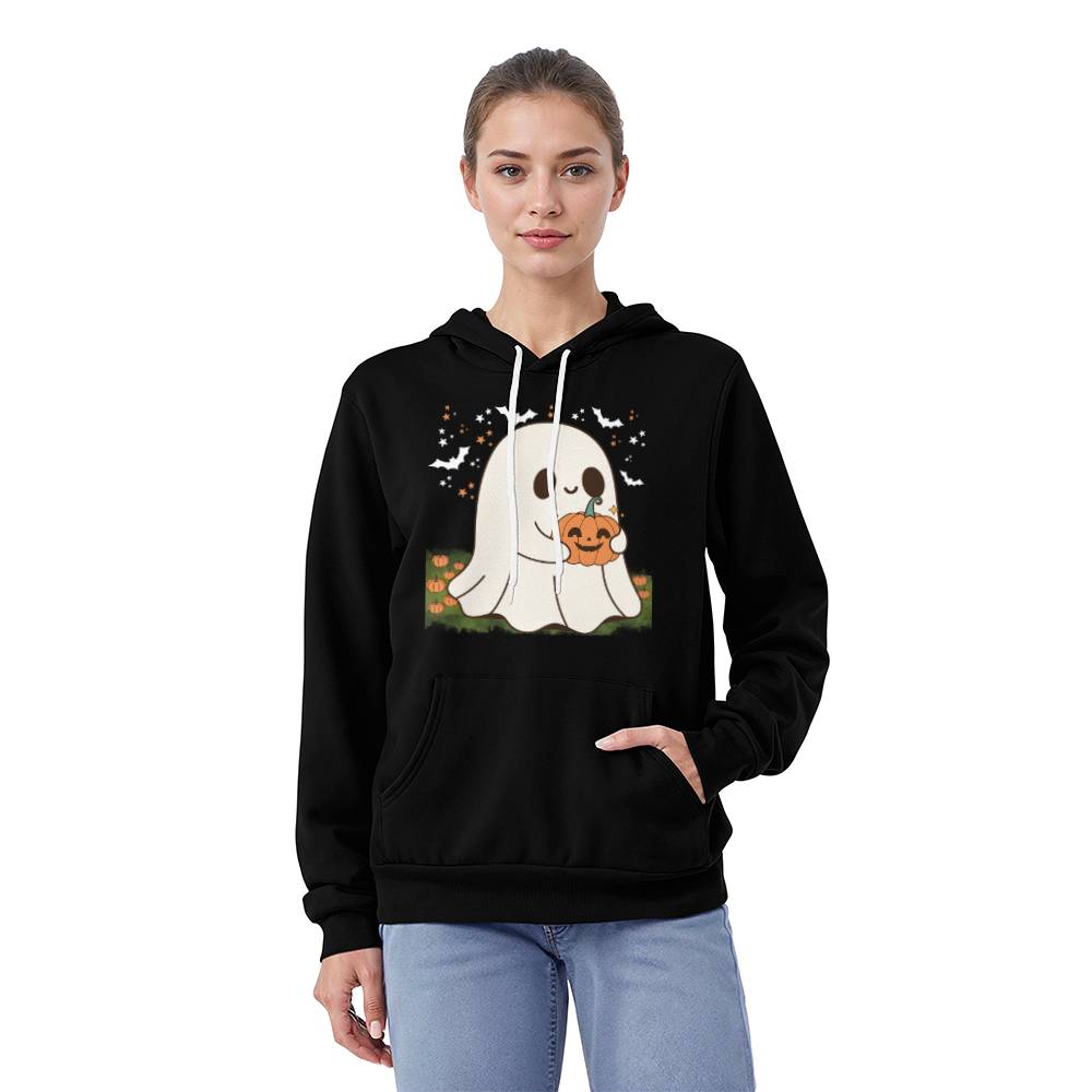 PUMPKIN PATCH GHOST BLACK HOODIE SWEATSHIRT