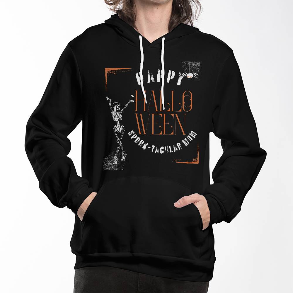 SPOOK-TACULAR MOM - BLACK or HEATHER HOODIE SWEATSHIRT WITH ORANGE ACCENT