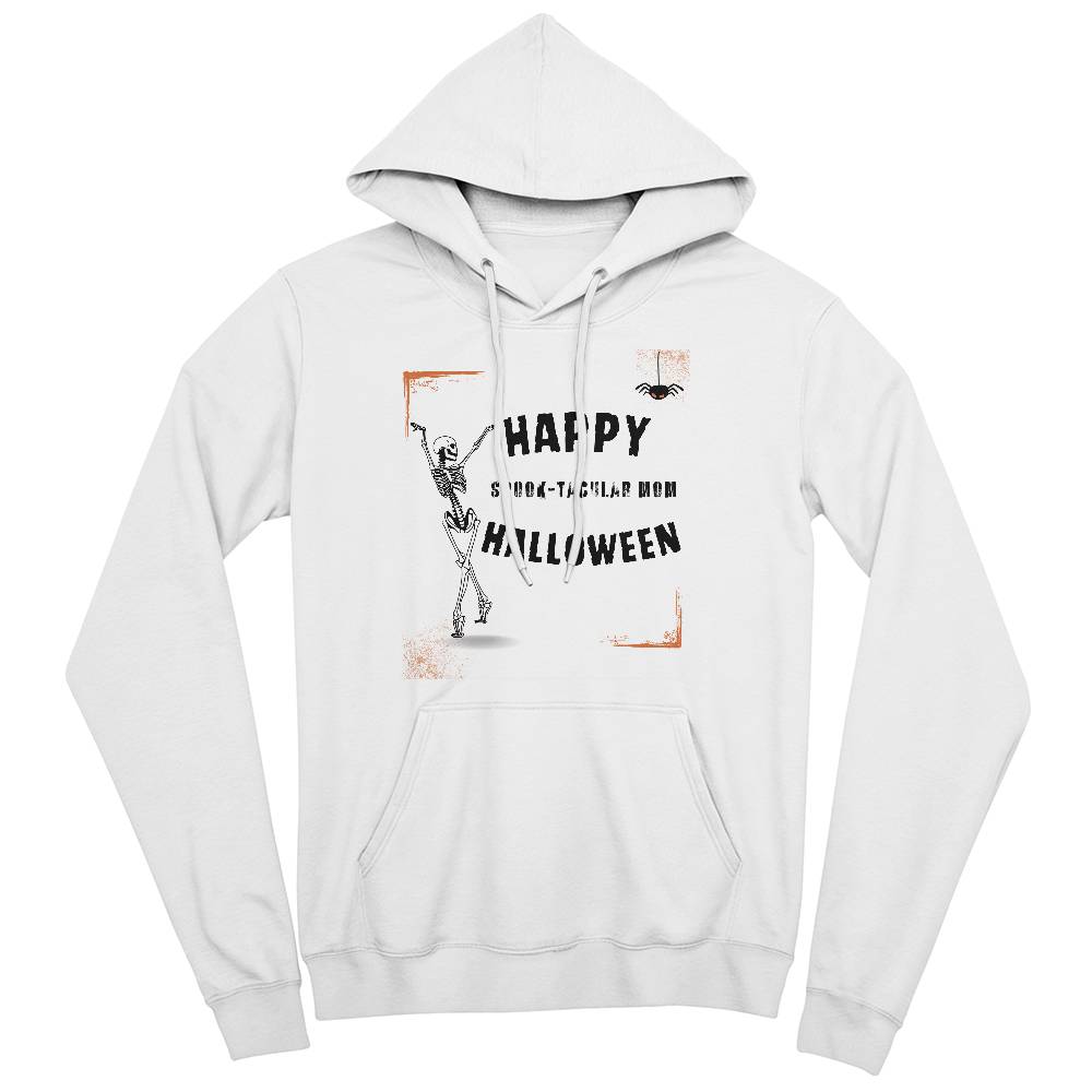 SPOOK-TACULAR MOM - WHITE HOODIE SWEATSHIRT WITH SKELETON