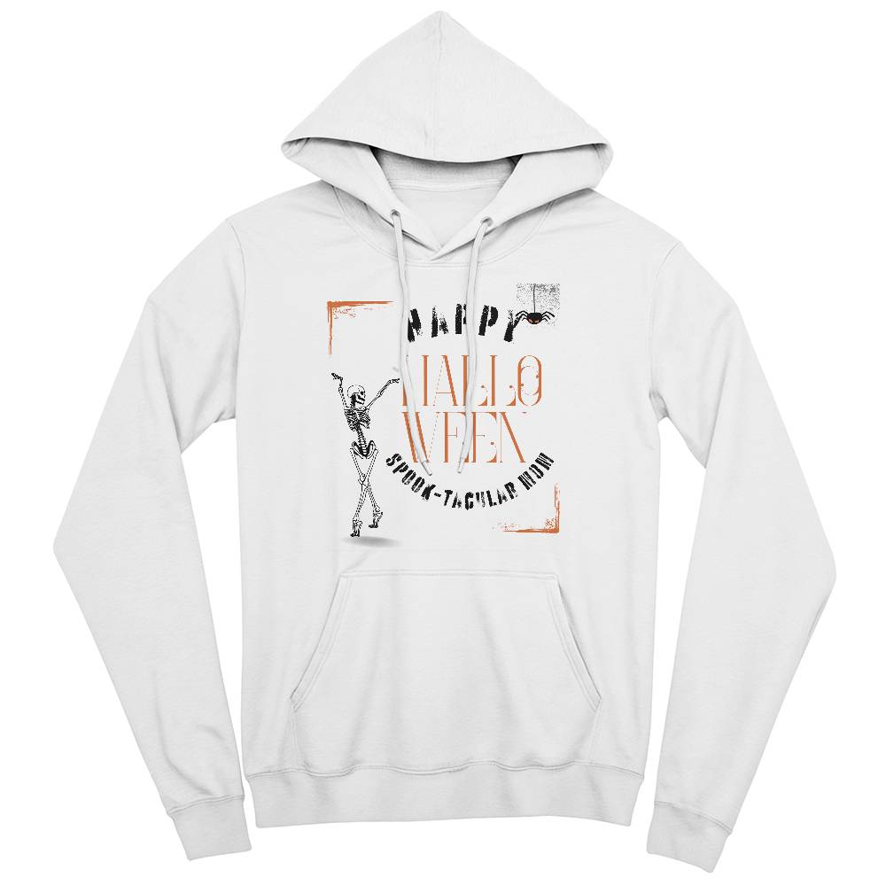 SPOOK-TACULAR MOM - WHITE HOODIE SWEATSHIRT WITH ORANGE ACCENT