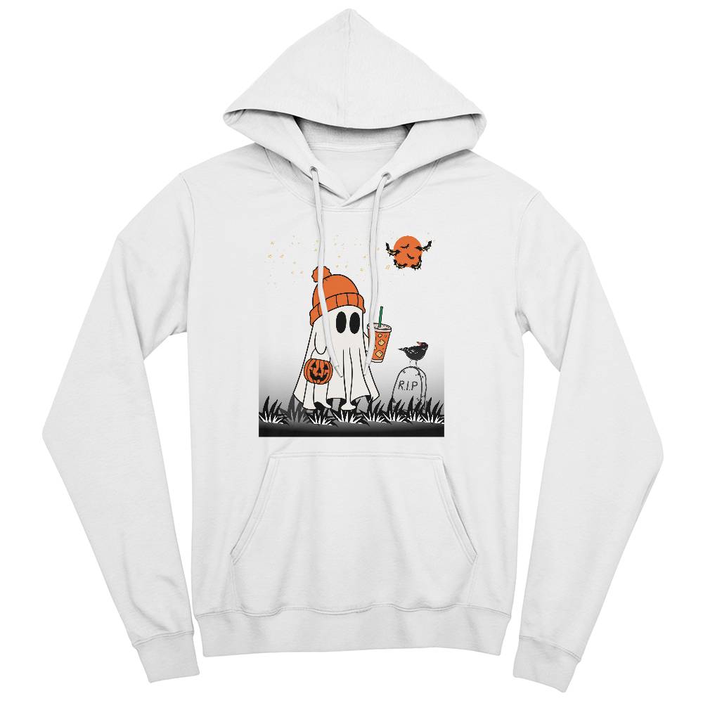 TRICK-or-TREAT GHOST with CUP HOODIE SWEATSHIRT