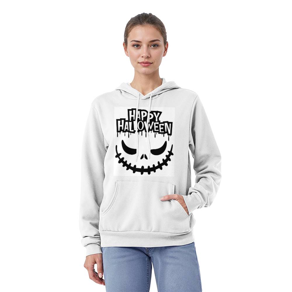 HAPPY HALLOWEEN SPOOKY SMILE WHITE HOODIE SWEATSHIRT