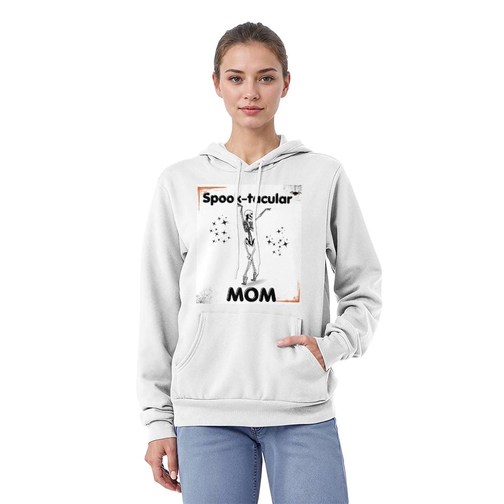 SPOOK-TACULAR MOM - WHITE HOODIE SWEATSHIRT ARMS UP