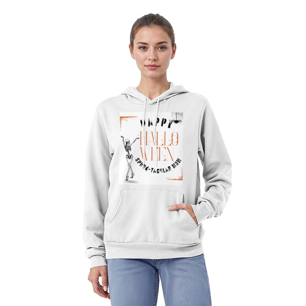 SPOOK-TACULAR MOM - WHITE HOODIE SWEATSHIRT WITH ORANGE ACCENT