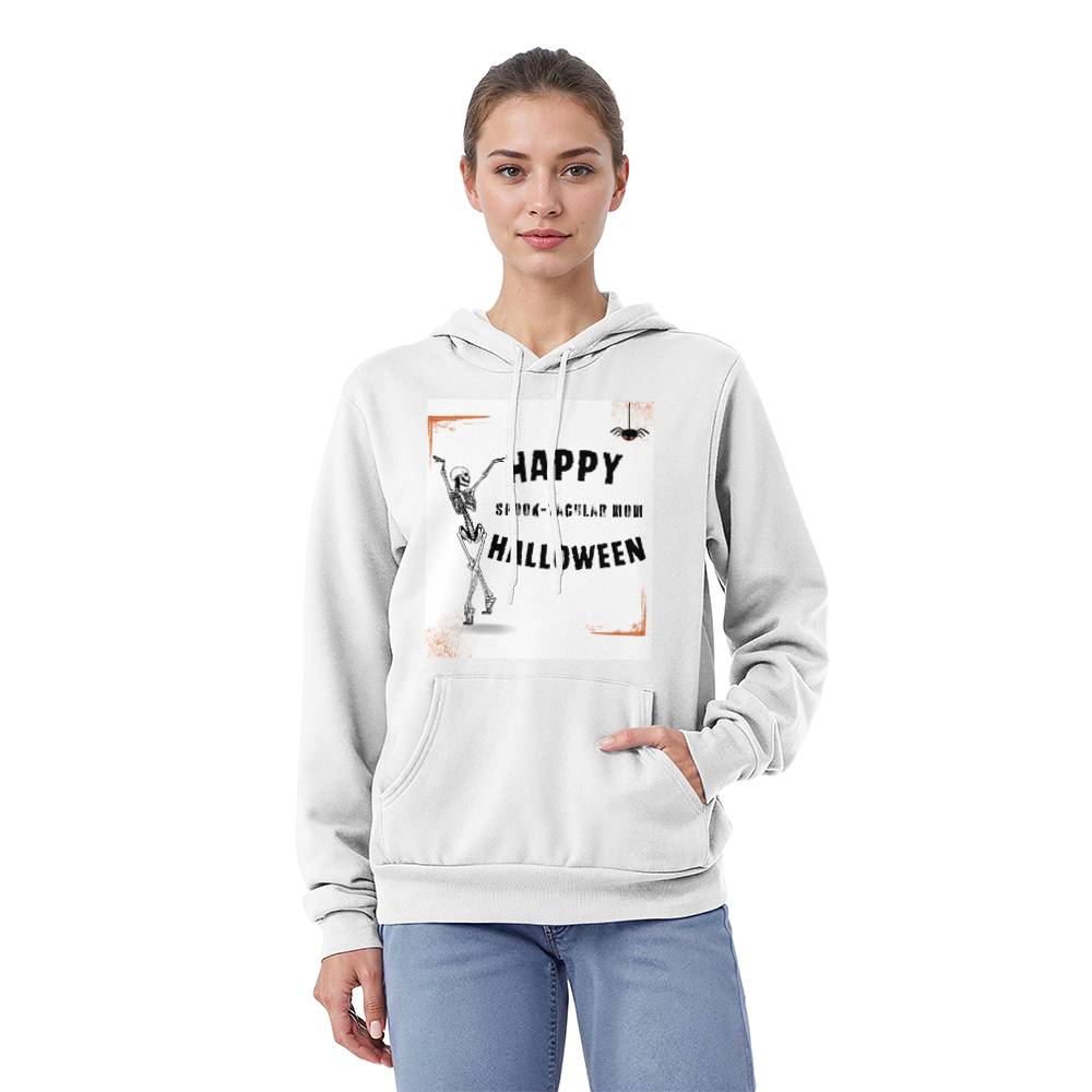 SPOOK-TACULAR MOM - WHITE HOODIE SWEATSHIRT WITH SKELETON