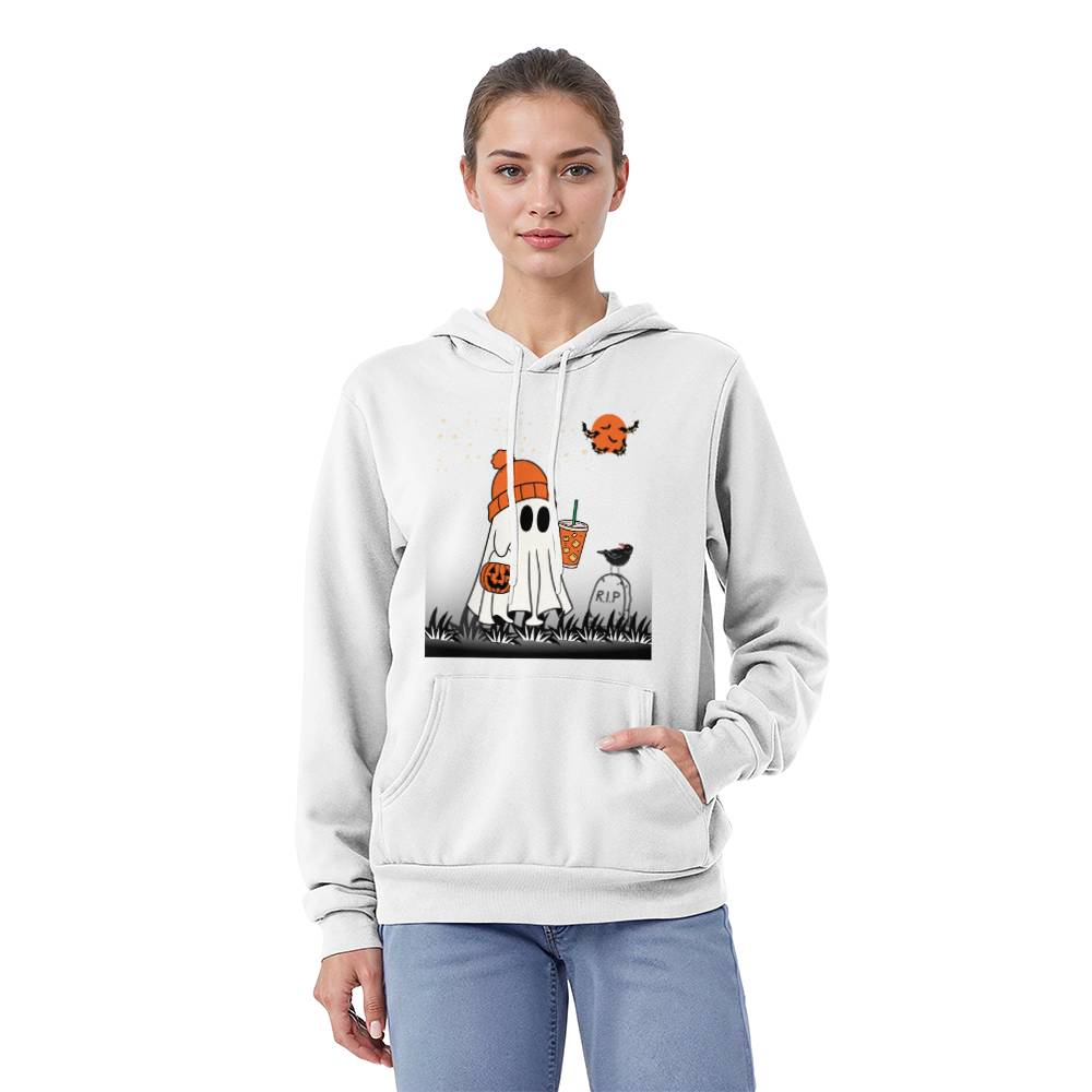 TRICK-or-TREAT GHOST with CUP HOODIE SWEATSHIRT