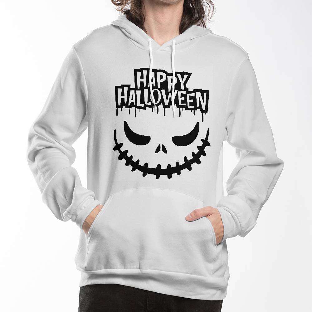 HAPPY HALLOWEEN SPOOKY SMILE WHITE HOODIE SWEATSHIRT