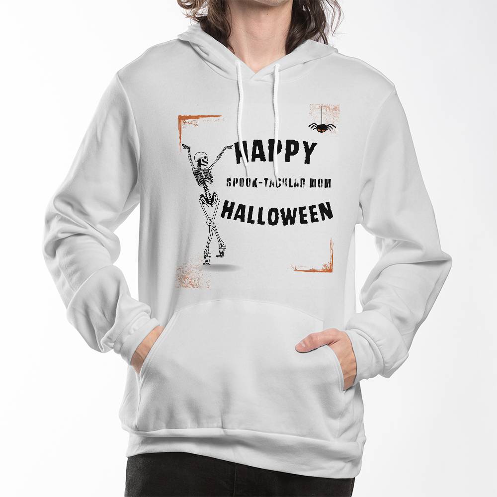 SPOOK-TACULAR MOM - WHITE HOODIE SWEATSHIRT WITH SKELETON