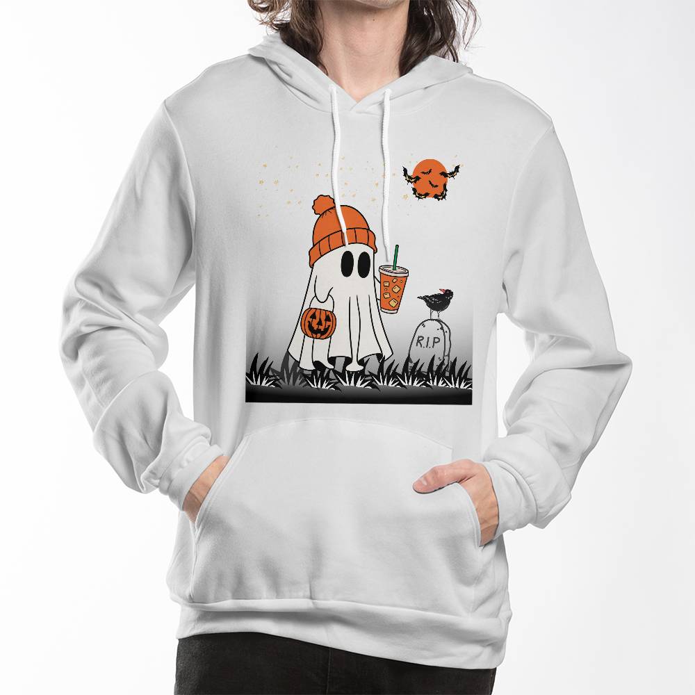 TRICK-or-TREAT GHOST with CUP HOODIE SWEATSHIRT