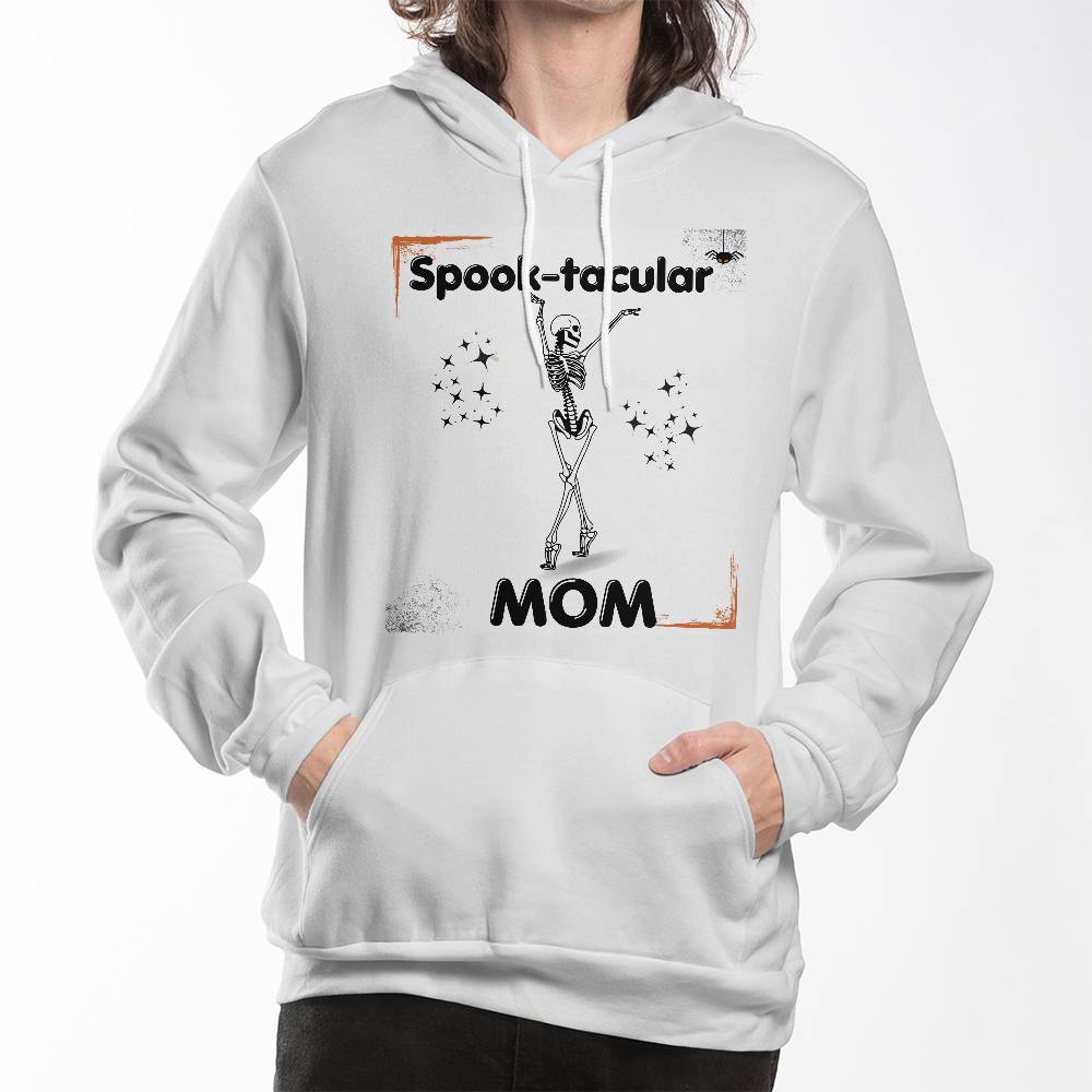 SPOOK-TACULAR MOM - WHITE HOODIE SWEATSHIRT ARMS UP