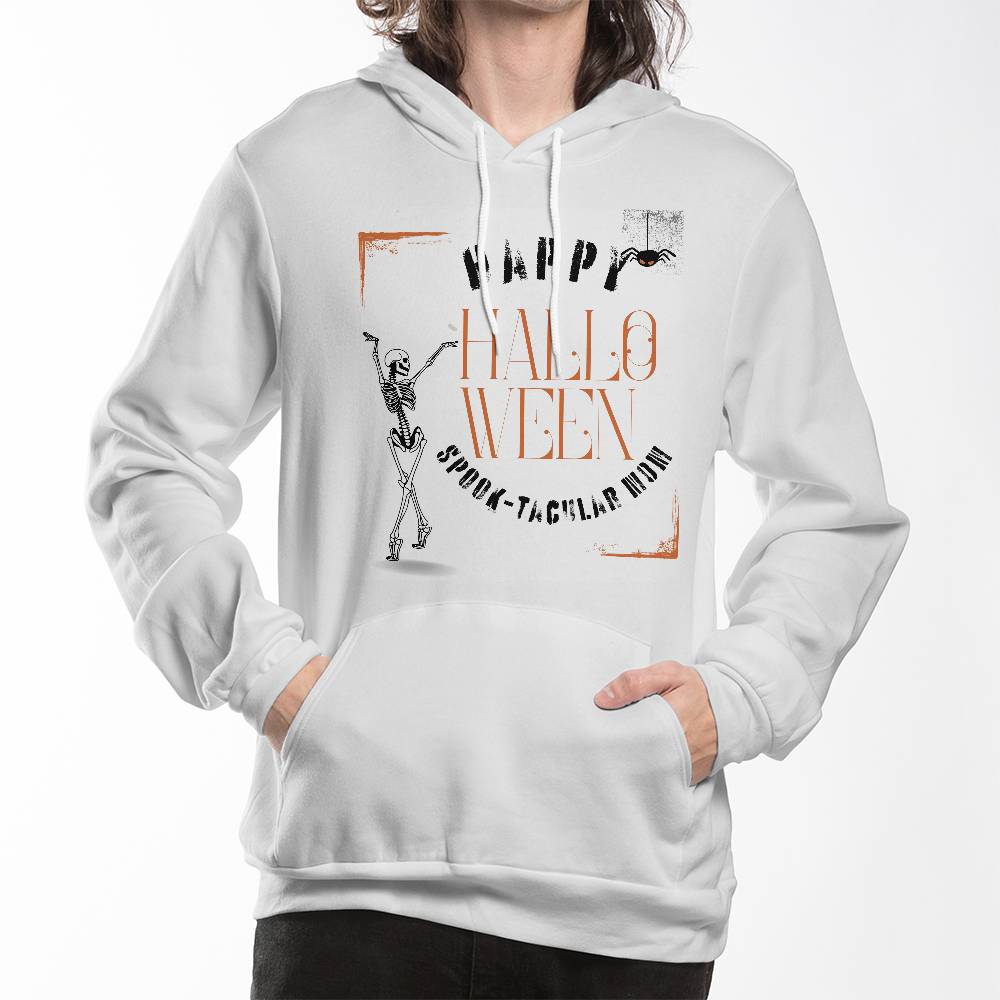 SPOOK-TACULAR MOM - WHITE HOODIE SWEATSHIRT WITH ORANGE ACCENT