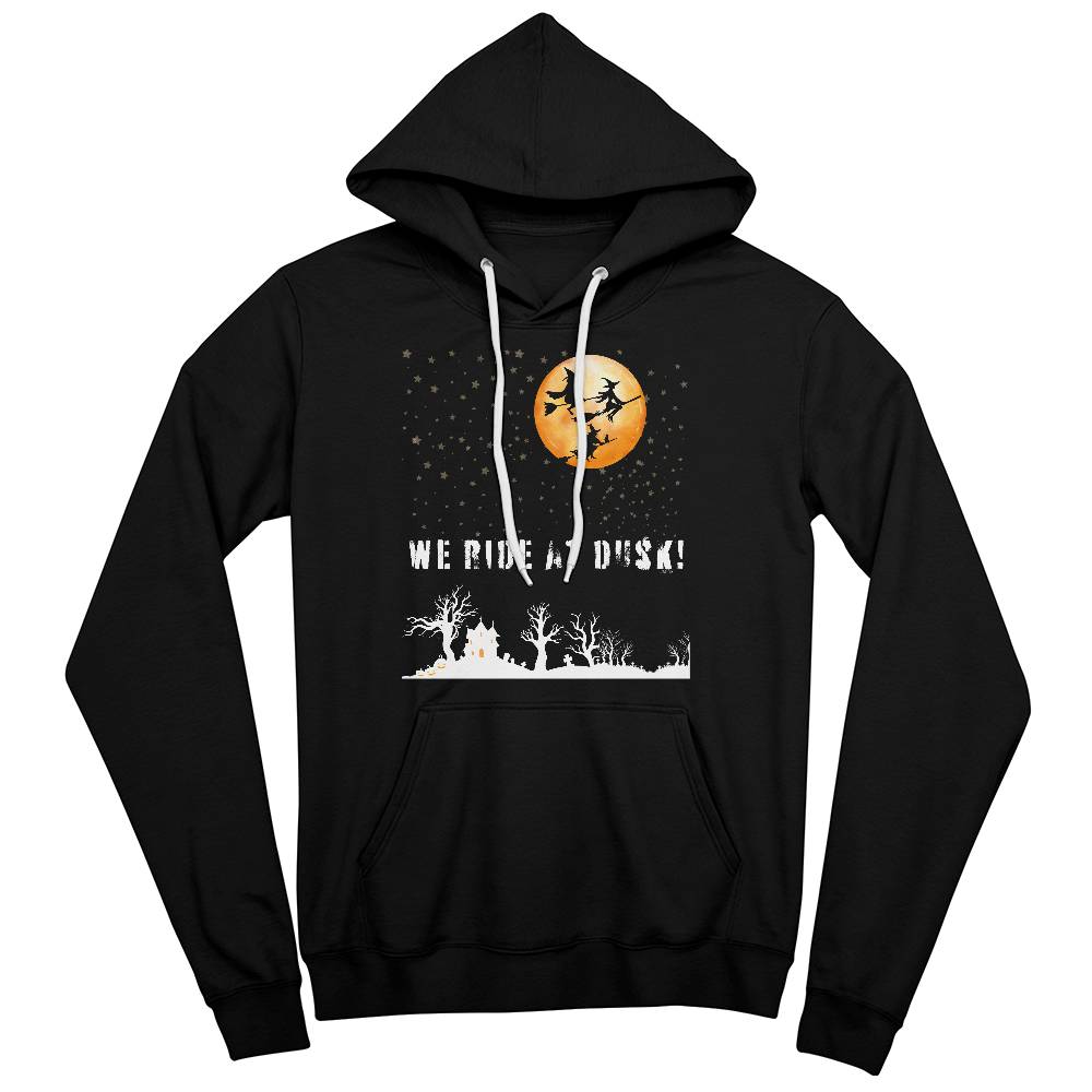 WE RIDE AT DUSK - BLACK or HEATHER HOODIE SWEATSHIRT MOON FLIGHT