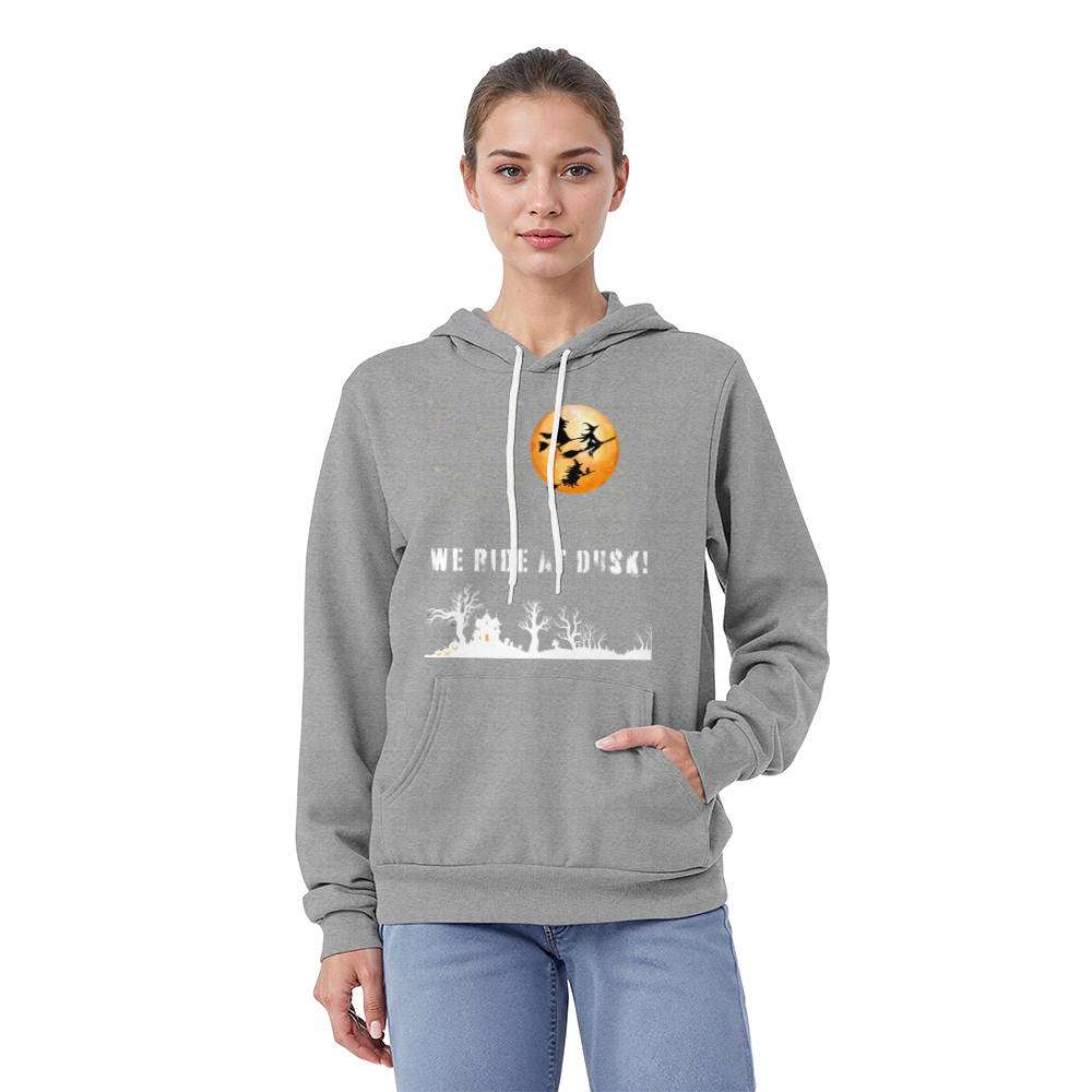 WE RIDE AT DUSK - BLACK or HEATHER HOODIE SWEATSHIRT MOON FLIGHT