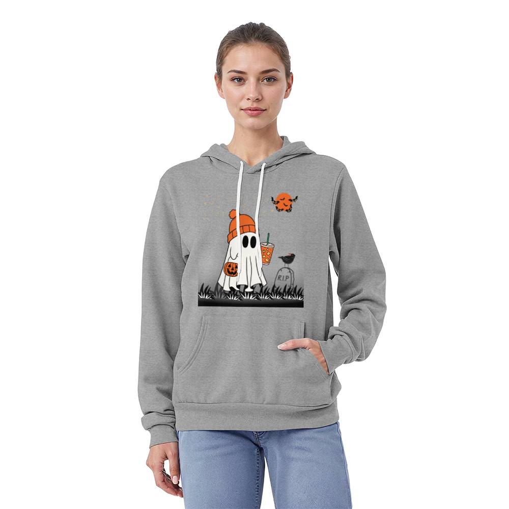 TRICK-or-TREAT GHOST with CUP HOODIE SWEATSHIRT