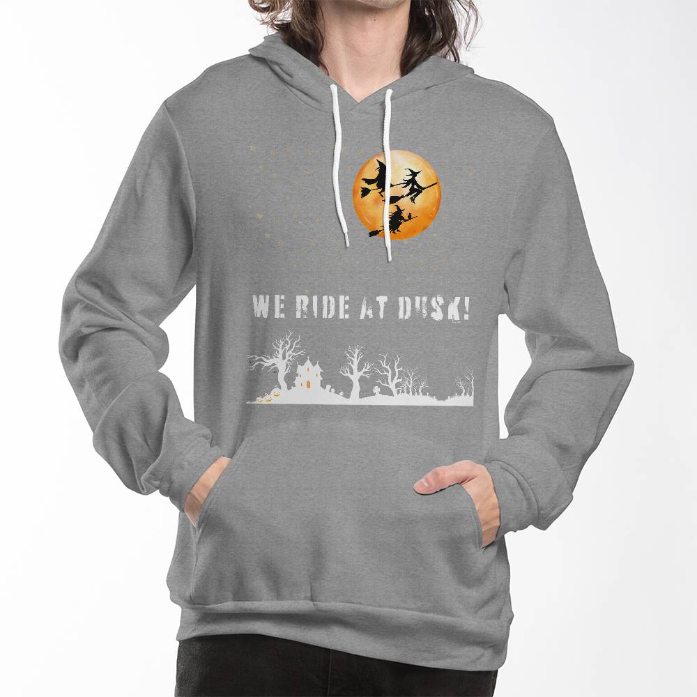 WE RIDE AT DUSK - BLACK or HEATHER HOODIE SWEATSHIRT MOON FLIGHT