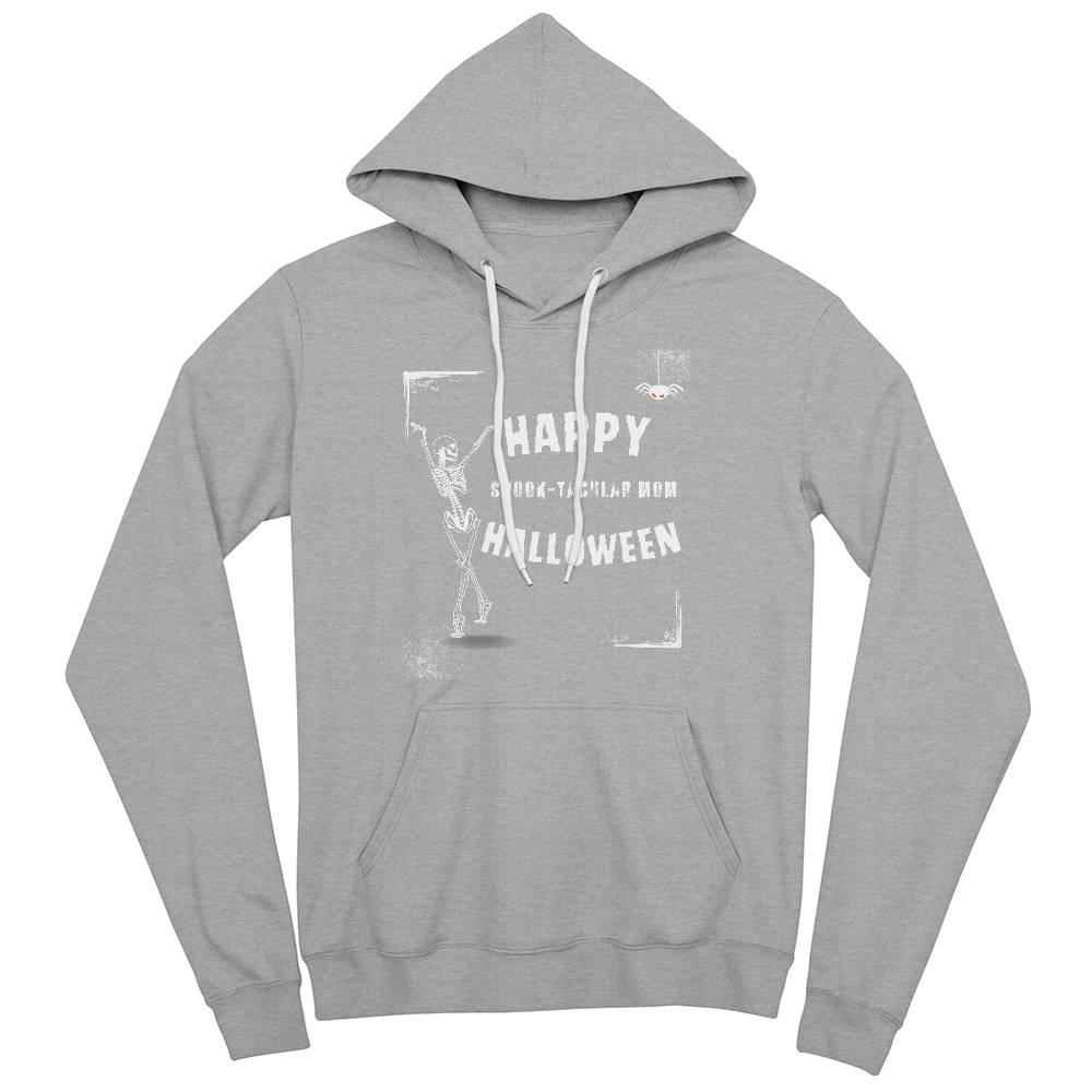 SPOOK-TACULAR MOM - BLACK or HEATHER HOODIE SWEATSHIRT WITH  CURVED DESIGN