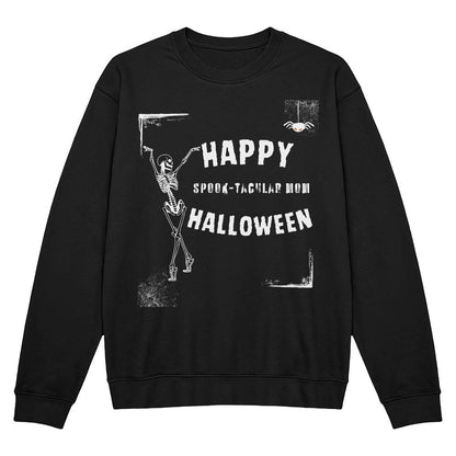 SPOOK-TACULAR MOM - BLACK-OR-HEATHER CREWNECK SWEATSHIRT CURVED DESIGN