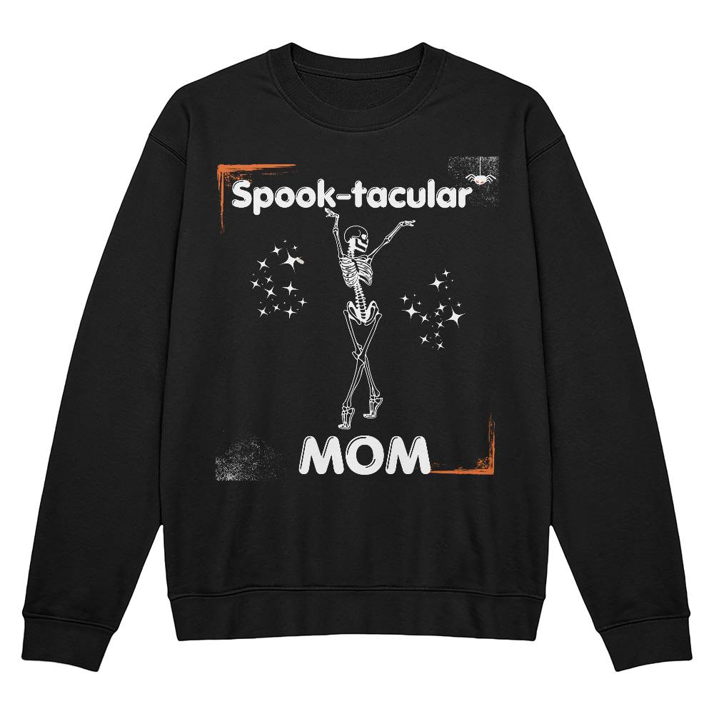 SPOOK-TACULAR MOM - BLACK or HEATHER CREWNECK SWEATSHIRT with STARS