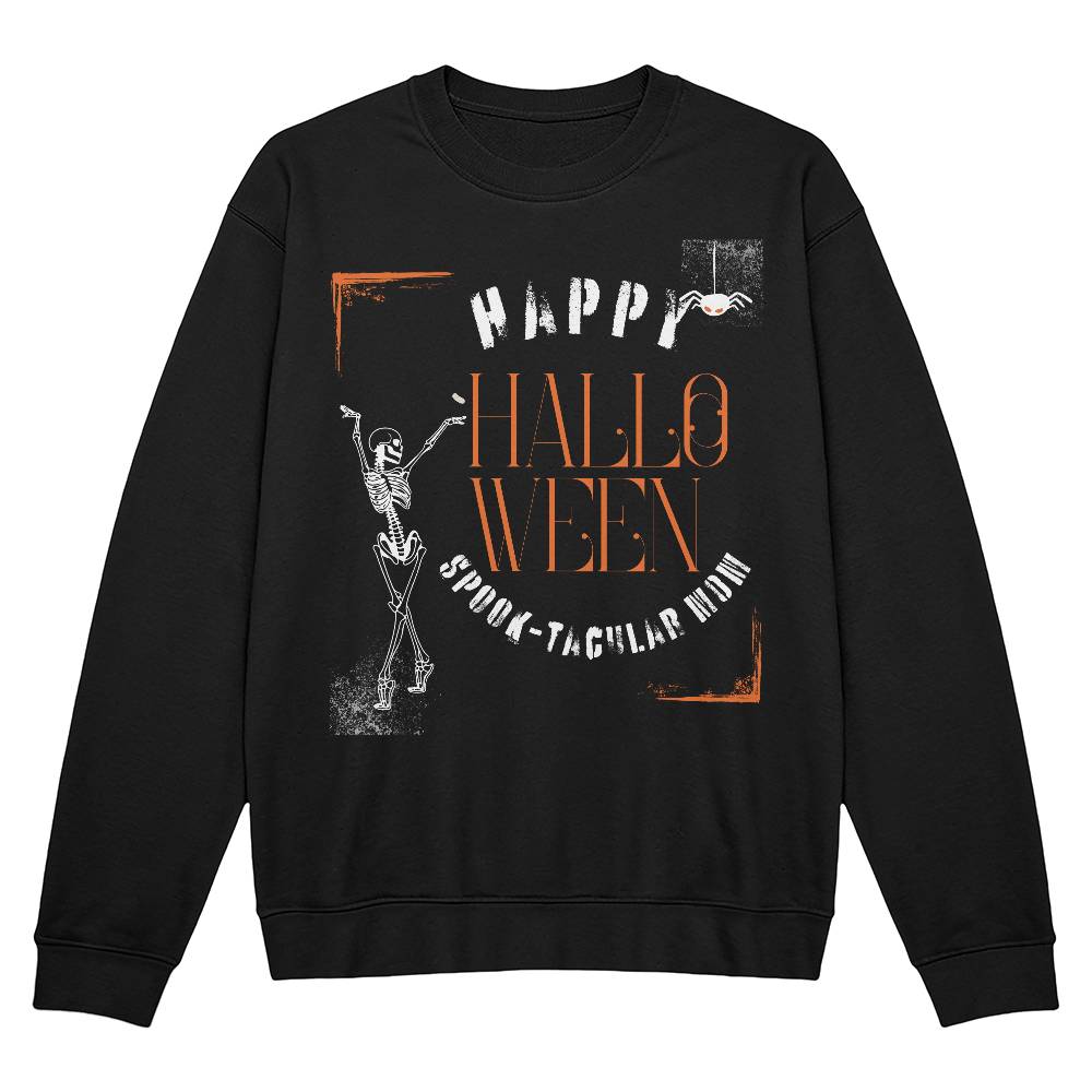 SPOOK-TACULAR MOM - BLACK or HEATHER CREWNECK SWEATSHIRT WITH ORANGE ACCENT