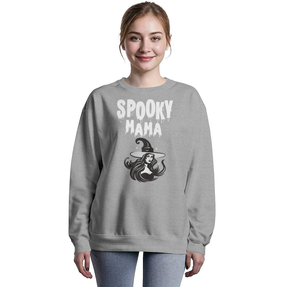 SPOOKY MAMA - BLACK or HEATHER CREWNECK SWEATSHIRT