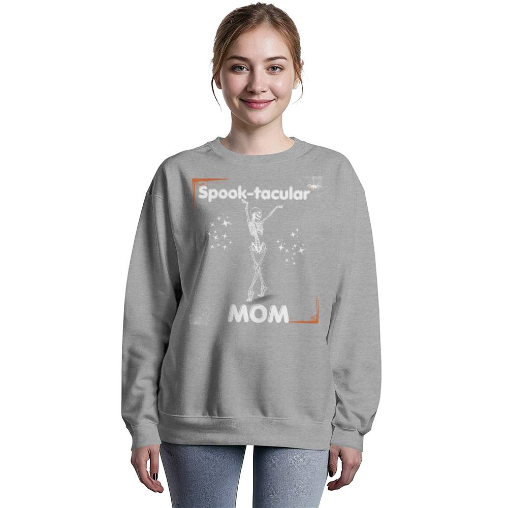 SPOOK-TACULAR MOM - BLACK or HEATHER CREWNECK SWEATSHIRT with STARS