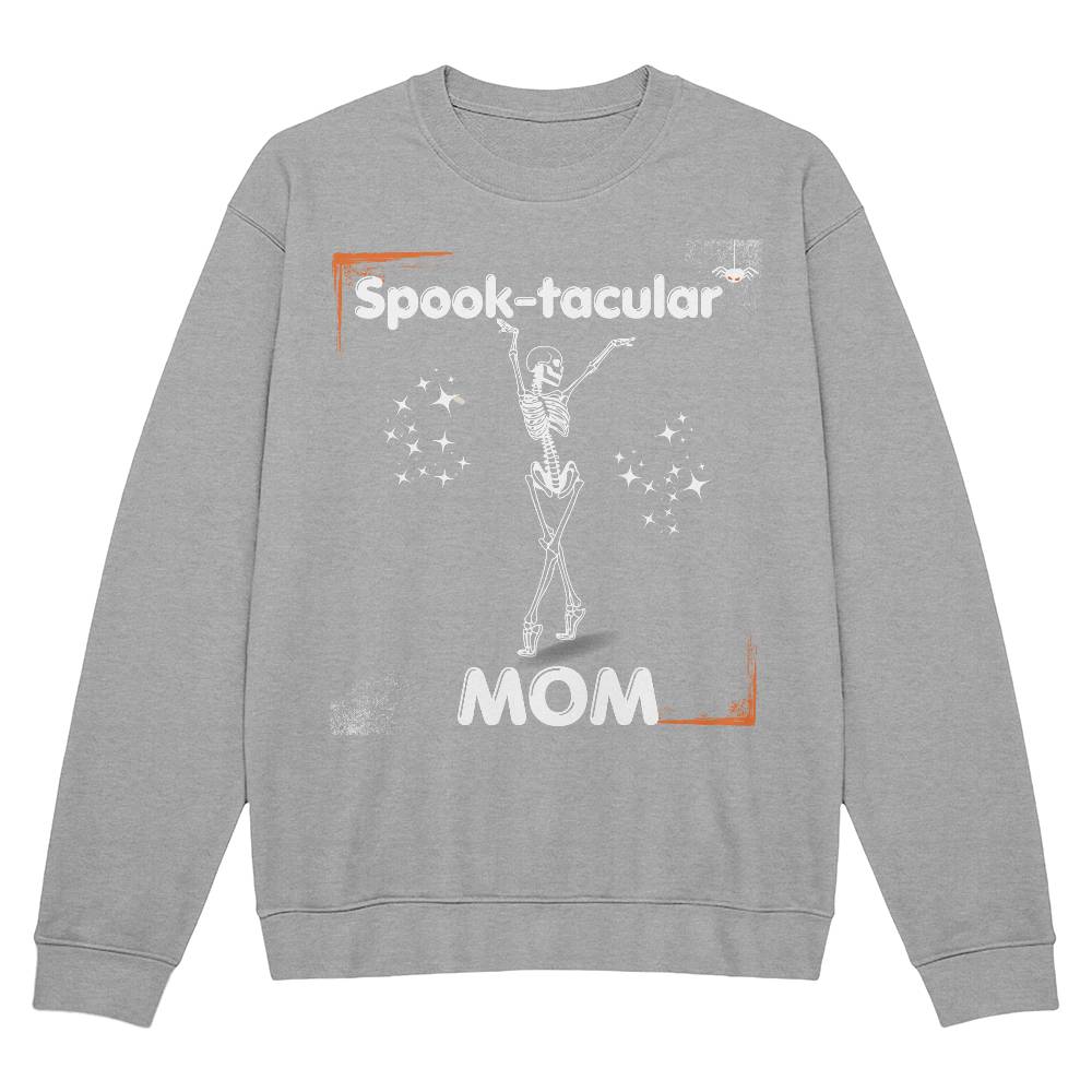 SPOOK-TACULAR MOM - BLACK or HEATHER CREWNECK SWEATSHIRT with STARS