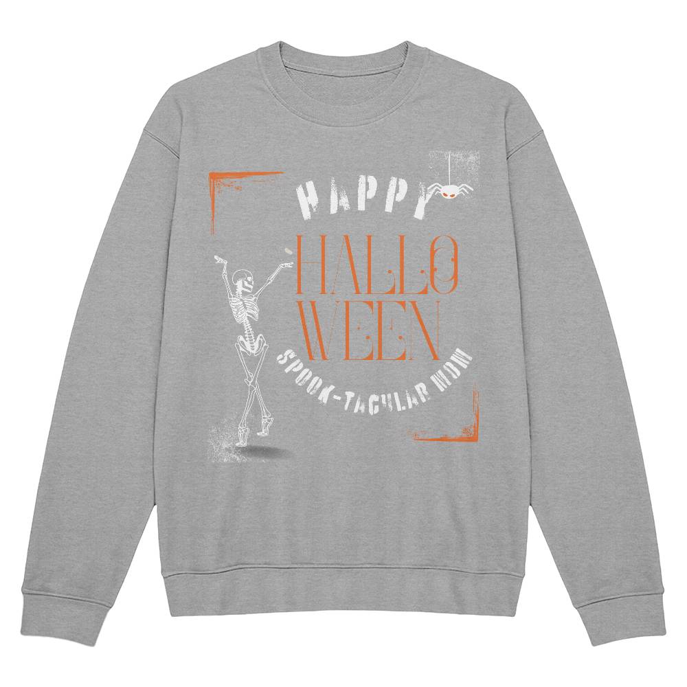 SPOOK-TACULAR MOM - BLACK or HEATHER CREWNECK SWEATSHIRT WITH ORANGE ACCENT