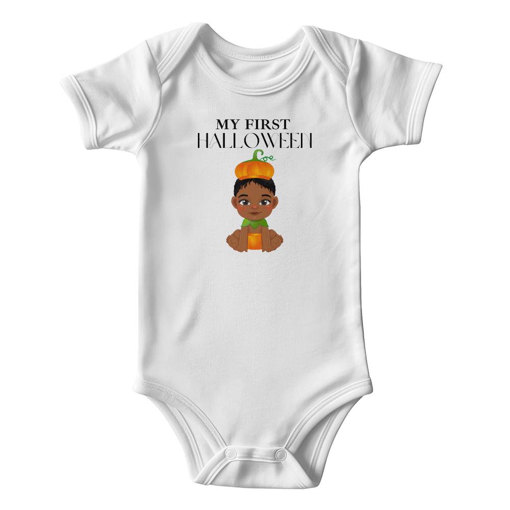 MY FIRST HALLOWEEN - BABY GIRL PUMPKIN WHITE ONESIE