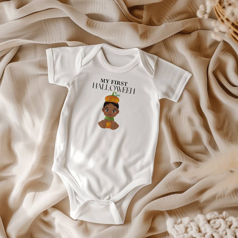 MY FIRST HALLOWEEN - BABY GIRL PUMPKIN WHITE ONESIE