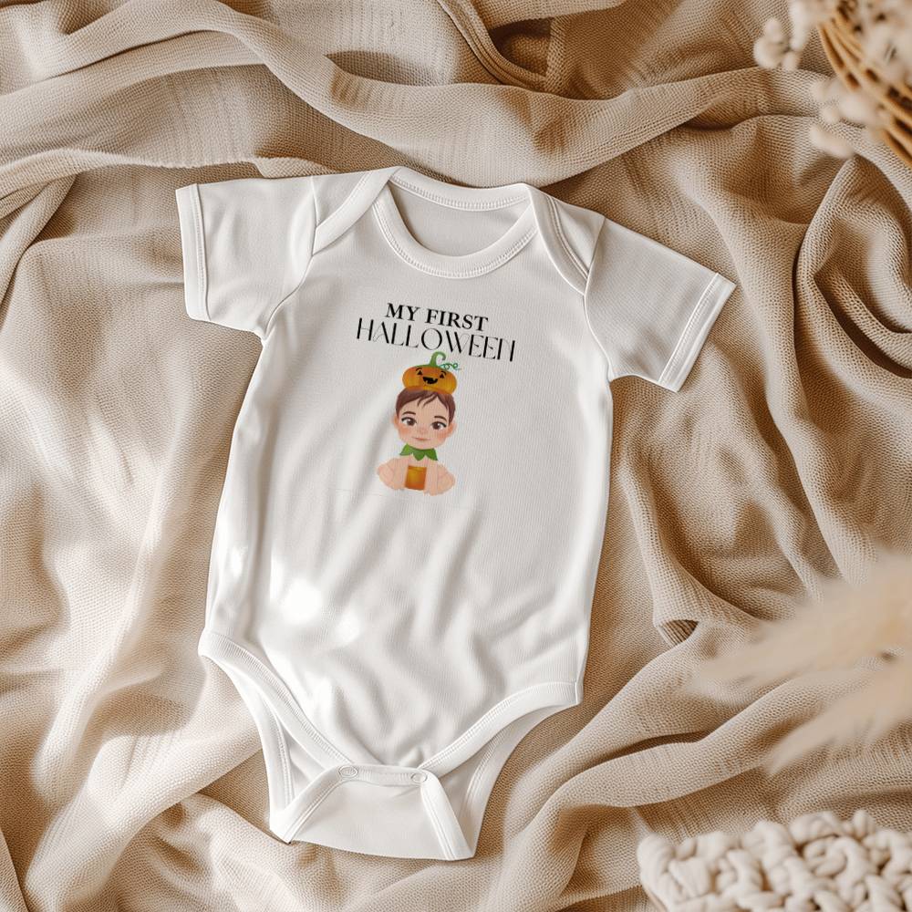 MY FIRST HALLOWEEN - BABY PUMPKIN WHITE ONESIE