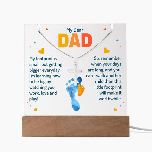 Necklace and Acrylic Gift Set - My Dear Dad Footprints