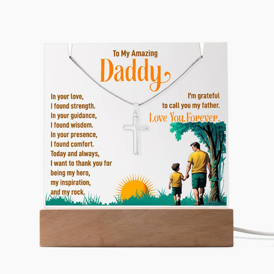 Acrylic Plaque and Necklace Gift Set- I'm Grateful to Call You My Father