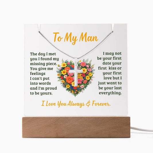 Necklace and Acrylic Plaque Gift Set - To My Man - The Day I Met You