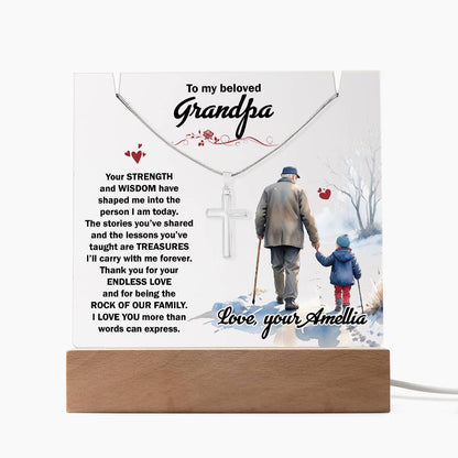 Acrylic Plaque and Necklace Gift Set - To My Beloved Grandpa